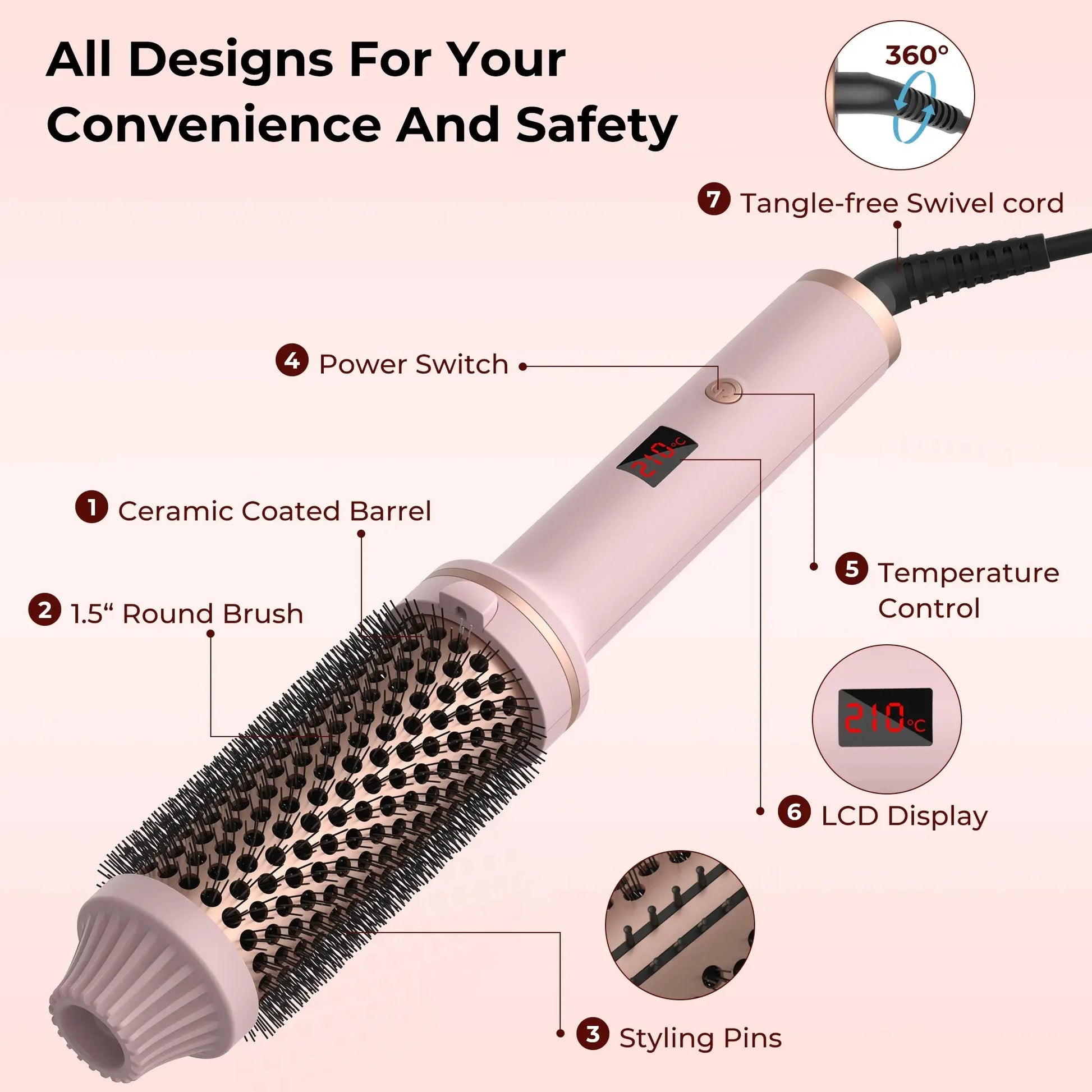 Ceramic Hair Curler Brush Trendolya